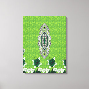 Delicate Floral Design on Beige Textured Canvas Print