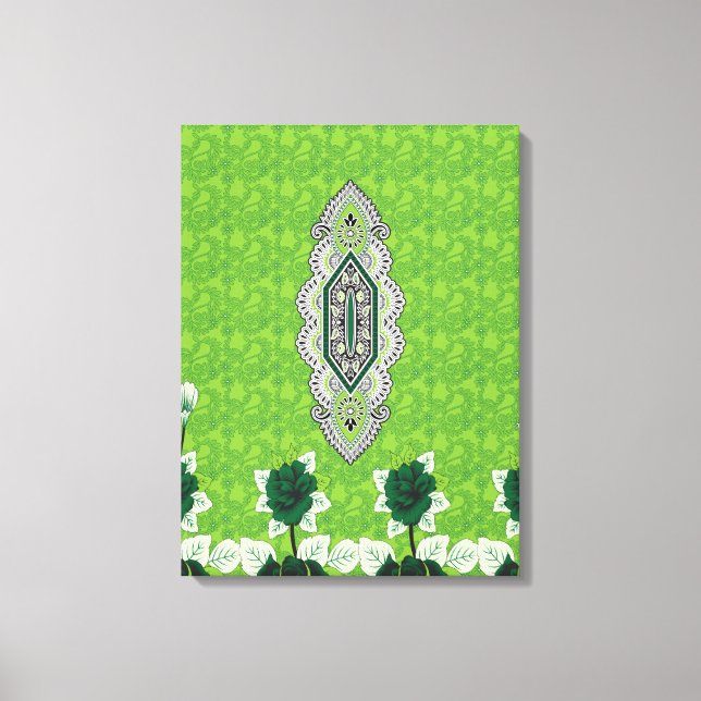 Delicate Floral Design on Beige Textured Canvas Print (Front)