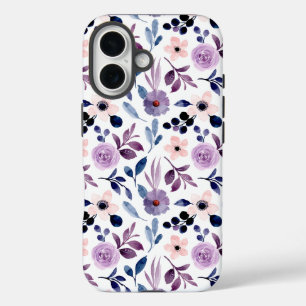  Delicate Floral Design with Navy Lavender Leaves iPhone 16 Case