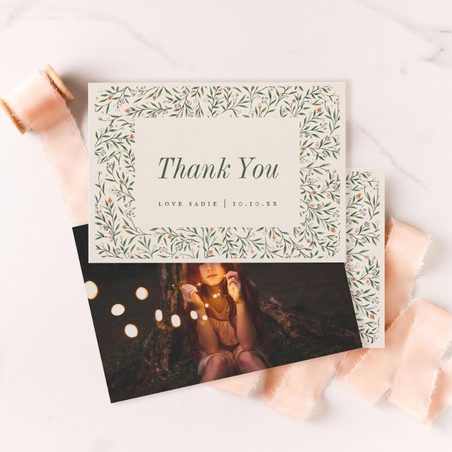 Delicate Floral Frame Thank You Card (Creator Uploaded)