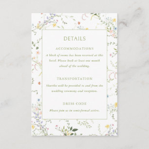 Delicate Floral Garden Wedding Details Enclosure Card