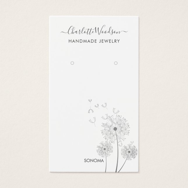 Delicate Floral Illustration Earring Display Card (Front)