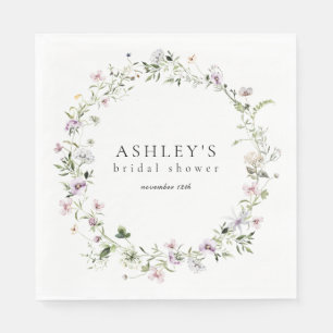 Delicate Floral Lavender Bridal Shower Napkin