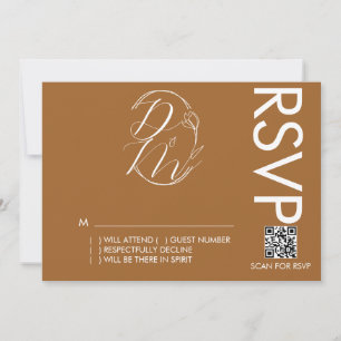 Delicate Floral Logo Wedding Terracotta RSVP Card