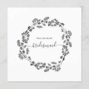 Delicate Floral Modern Bridesmaid Wedding Invitation
