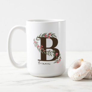Delicate Floral Monogram Rose Pink ID1332 Coffee Mug