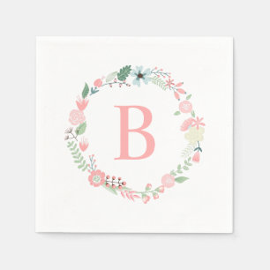 Delicate Floral Monogrammed Wreath Napkin
