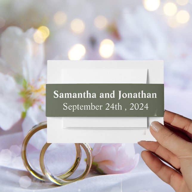 Delicate Floral on Olive Green Invitation  Belly Band (Creator Uploaded)