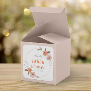 Delicate Floral Orange Bridal Shower Square Square Sticker