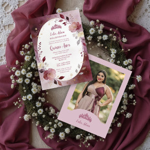Delicate Floral Oval Quinceañera Tiara Invitation 