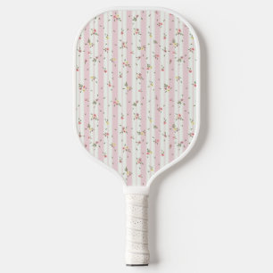 Delicate Floral Pattern Back Solid Pink Pickleball Paddle