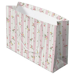 Delicate Floral Pattern Pink Large Gift Bag