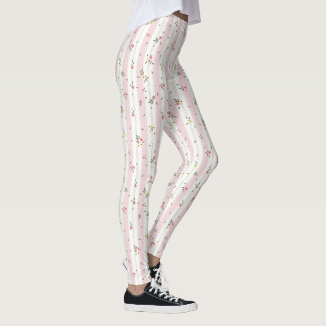 Delicate Floral Pattern Pink Leggings (Right)