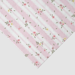 Delicate Floral Pattern Pink Tissue Paper