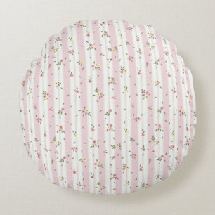 Delicate Floral Pattern Round Accent Pillow