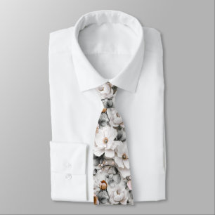 Delicate floral pattern. White flowers on a light Tie