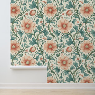 Delicate Floral Pattern with Soft Pink Blossoms Wallpaper