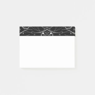 Delicate Floral Repeating Pattern in White on Blac Post-it Notes