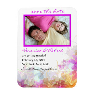 Delicate floral romantic save the date magnet