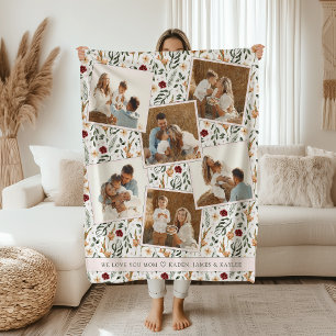 Delicate Floral Scrapbook Style Mother's Day Fleece Blanket