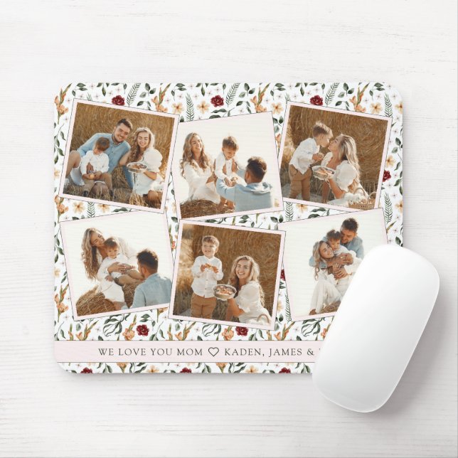 Delicate Floral Scrapbook Style Mother's Day Mouse Pad (With Mouse)