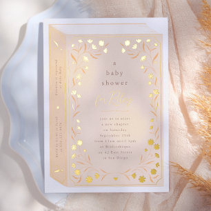 Delicate Floral Shiny Storybook Baby Shower