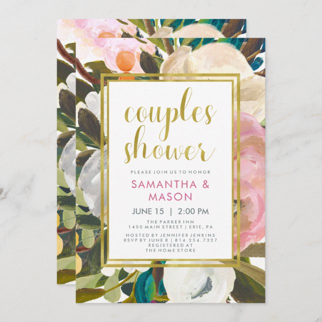 Delicate Floral Watercolor | Couples Shower Invitation (Front/Back)