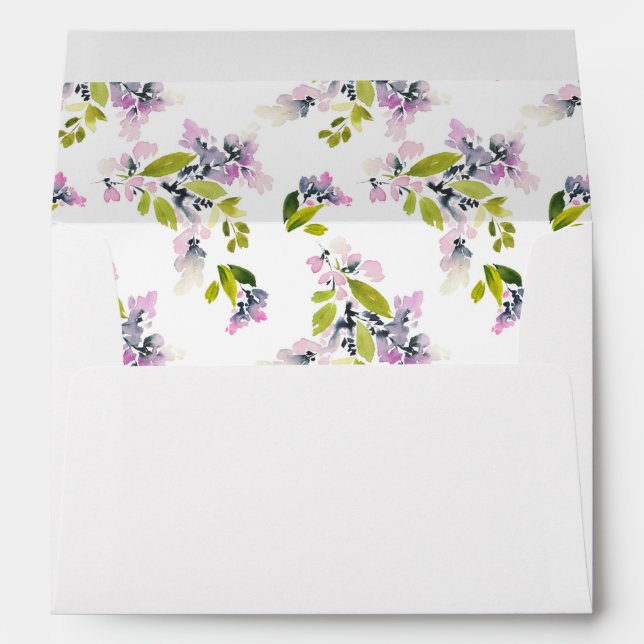 Delicate Floral Watercolor -  Wedding Envelope (Back (Bottom))
