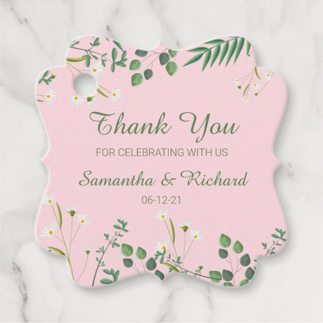 Delicate Floral Wedding Favour Tags (Front)
