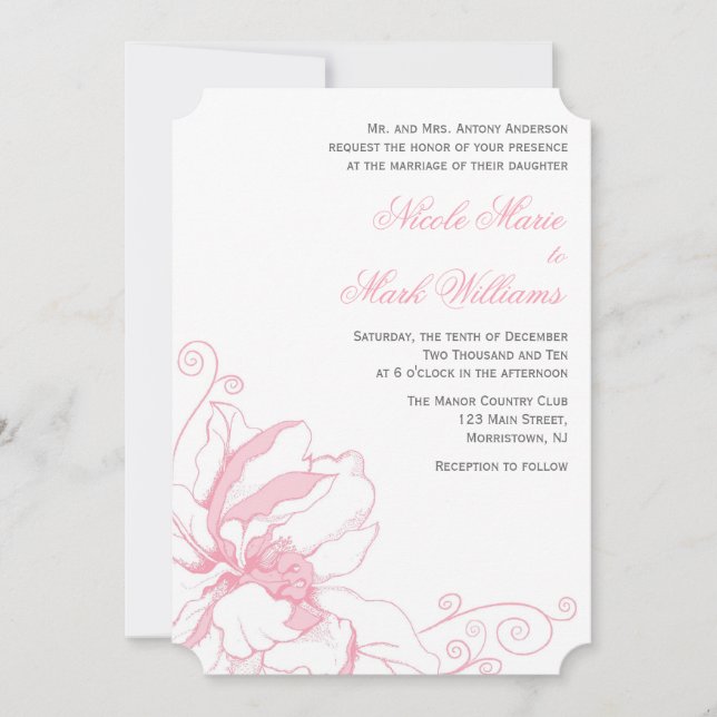 Delicate Floral Wedding Invitations (Front)