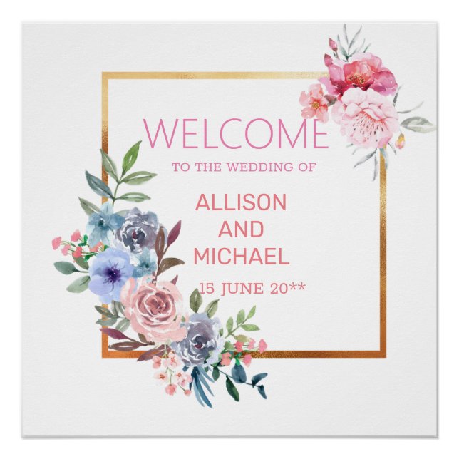 Delicate floral wedding poster (Front)