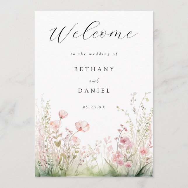 Delicate Floral Wedding Programme (Front)
