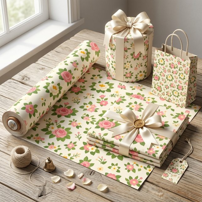 Delicate Floral Wedding Wrapping Paper (Creator Uploaded)