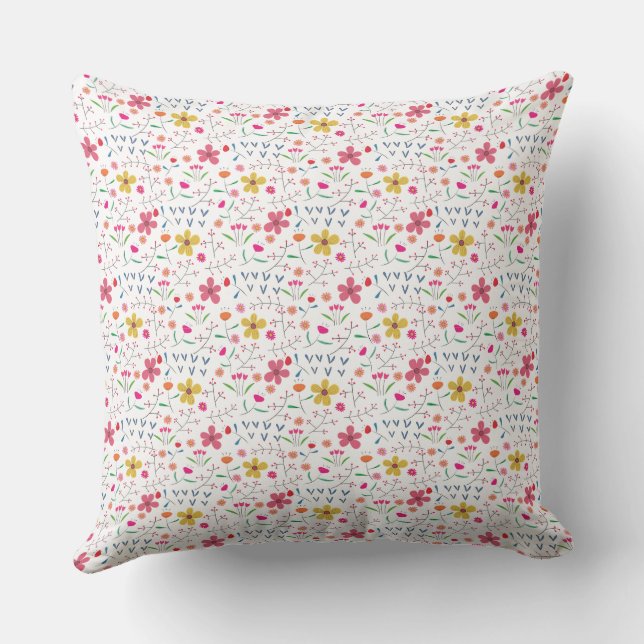 Delicate Floral White Pattern Seamless Design Cushion (Back)