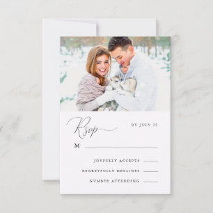 Delicate Floral with Calligraphy Photo Rsvp Card
