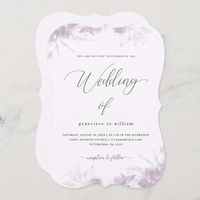 Delicate Floral with Calligraphy Wedding Invitation (Front/Back)