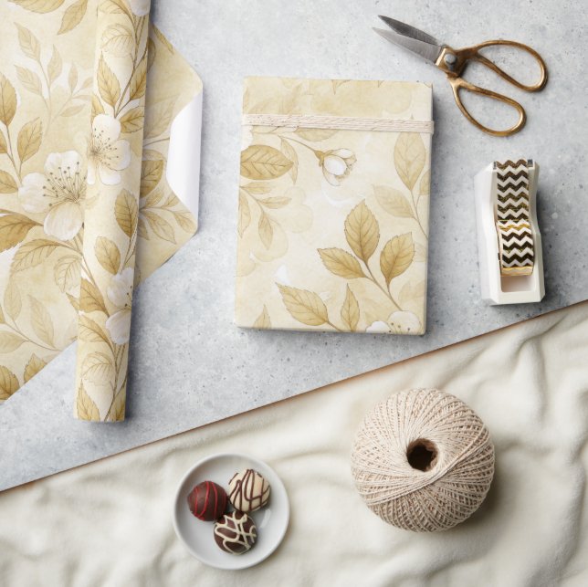 Delicate Floral Wrapping Paper Roll (Crafts)