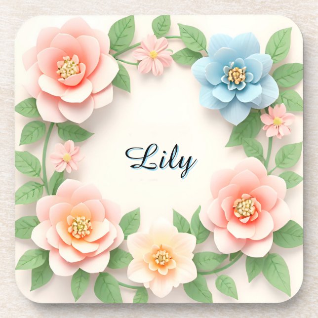 Delicate Floral Wreath Coaster (Front)