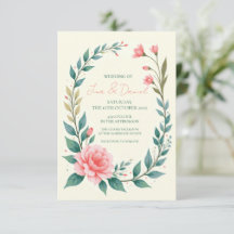 Delicate Floral Wreath Invitation
