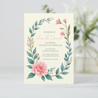 Delicate Floral Wreath Invitation
