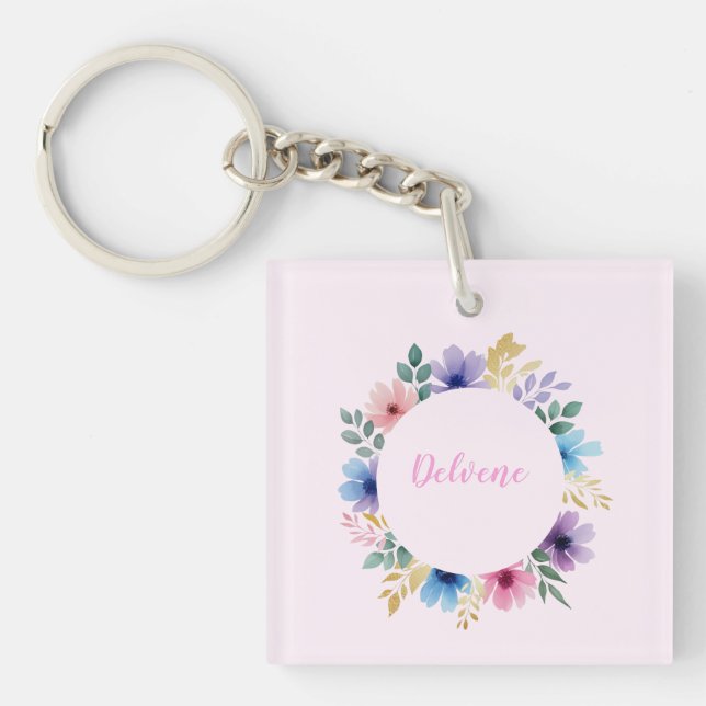 Delicate Floral Wreath Key Ring (Front)