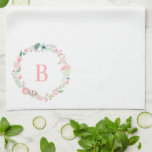 Delicate Floral Wreath Monogram Tea Towel<br><div class="desc">Elegant and sweet monogrammed floral wreath design.</div>