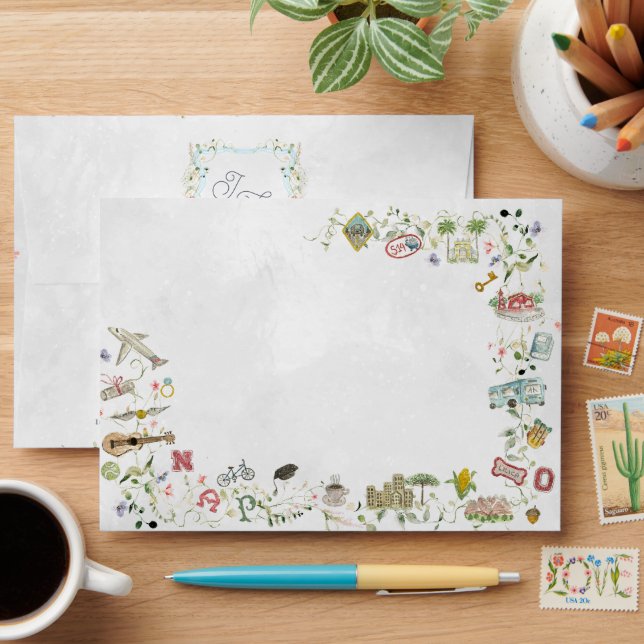 Delicate Florals | Custom Bespoke Wedding Crest Envelope (Desk)