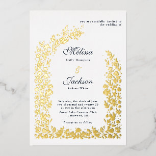Delicate Flower Arch Wedding Design Foil Invitatio