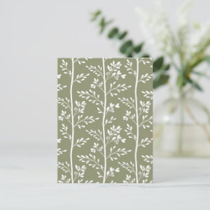 Delicate Flower Buds Bloom Minimalist Olive Floral Postcard