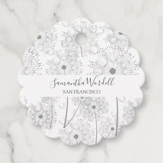 Delicate Flower Illustration Favour Tags (Front)