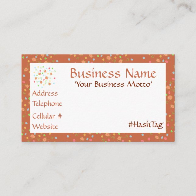 Delicate Flowered Designer Business Card (Front)