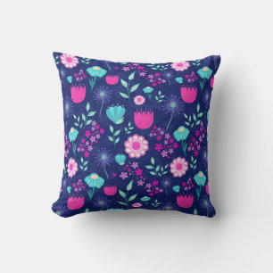 Delicate Flowers and Botanical Details Cushion