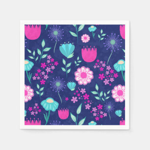 Delicate Flowers and Botanical Details Napkin