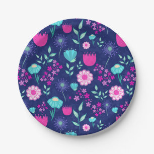 Delicate Flowers and Botanical Details Paper Plate